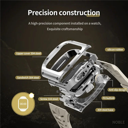 SHELLBOX For Apple Watch Series 5 / 4 / SE / 6 / SE (2022) 44mm / Series 7 / 8 45mm Metal Watch Case with Strap