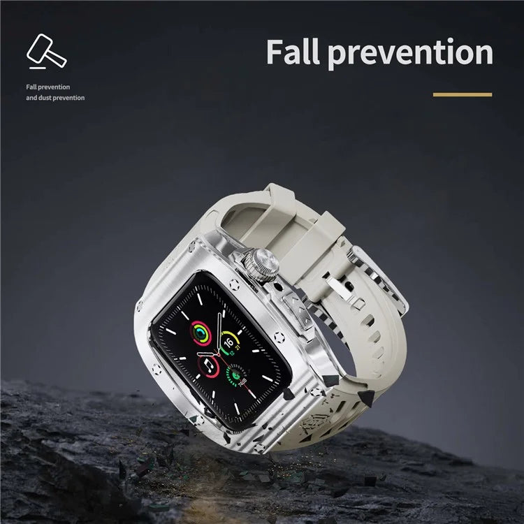 SHELLBOX For Apple Watch Series 5 / 4 / SE / 6 / SE (2022) 44mm / Series 7 / 8 45mm Metal Watch Case with Strap