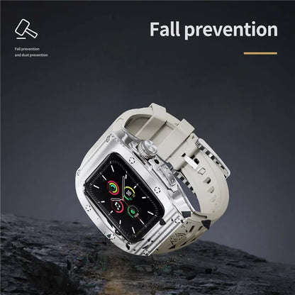 SHELLBOX For Apple Watch Series 5 / 4 / SE / 6 / SE (2022) 44mm / Series 7 / 8 45mm Metal Watch Case with Strap