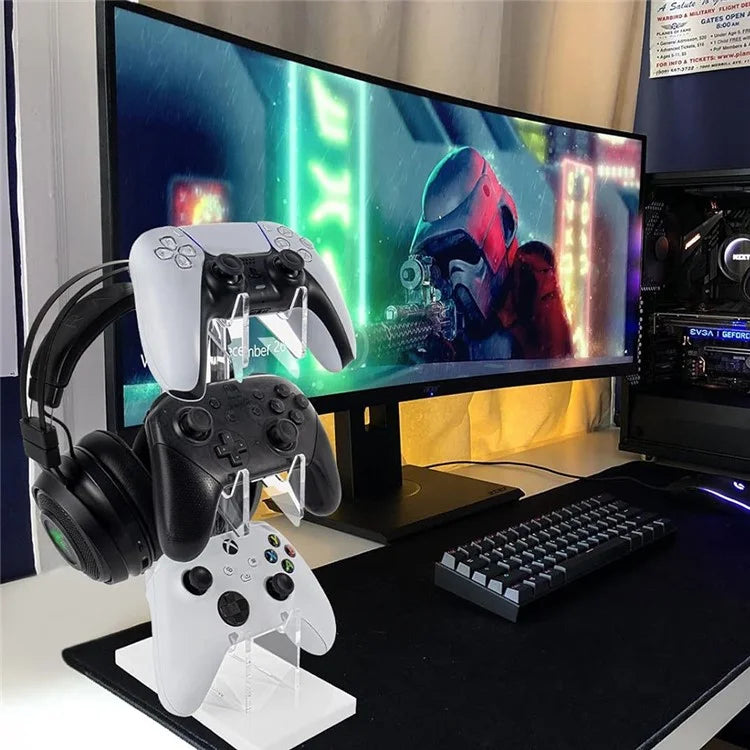 Game Controller Holder Crystal Acrylic Gamepad Display Stand Bracket Rack for Switch  /  Xbox
