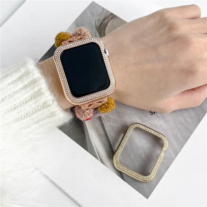 For Apple Watch Series 4  /  5  /  6  /  SE  /  SE (2022) 44mm Watch Case Shiny Rhinestone Aluminum Alloy Protective Cover