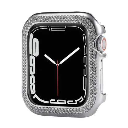 For Apple Watch Series 8 41mm / Series 7 41mm Watch Frame Aluminum Alloy Cover with Rhinestone Decor
