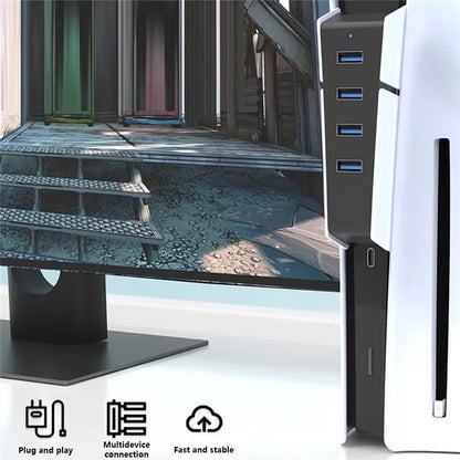 Desktop Cooling Fan for Sony PS5 Console External Cooler with 4 USB 2.0 Ports