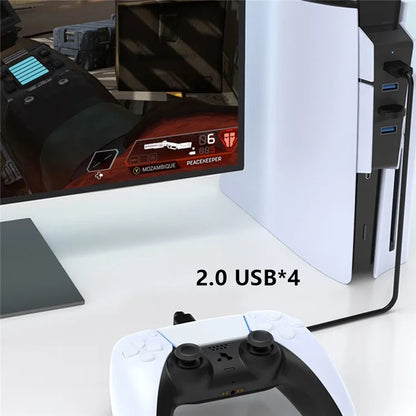 Desktop Cooling Fan for Sony PS5 Console External Cooler with 4 USB 2.0 Ports