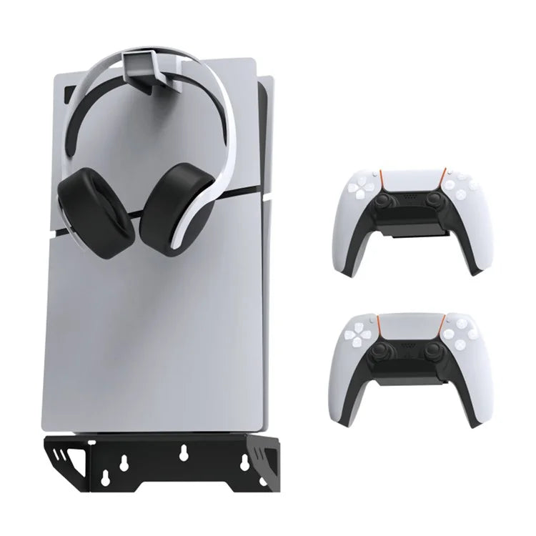 DOBE TP5-3502 Wall Mount Holder for Sony PS5 / Slim Console Bracket Set with Controller Hook, Headset Hook