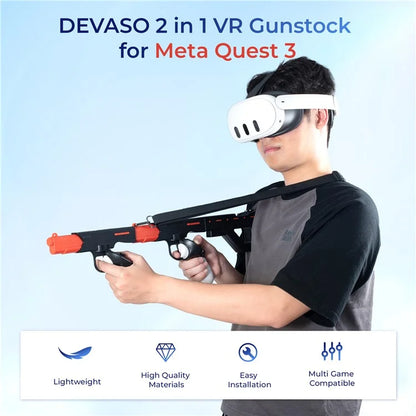 DEVASO For Meta Quest 3 VR Magnetic Suction Gunstock Game Controller Holder
