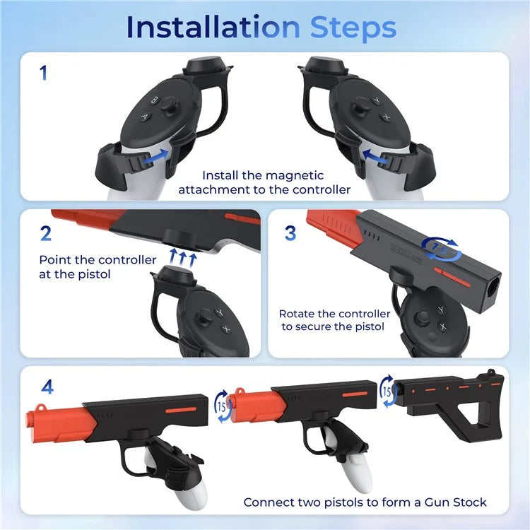 DEVASO For Meta Quest 3 VR Magnetic Suction Gunstock Game Controller Holder