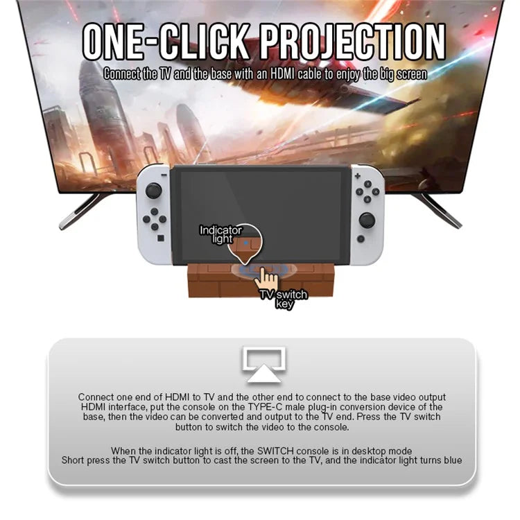 HS-SW480 For Nintendo Switch / Switch OLED TV Dock Charging Station with USB, HD Video, Type-C Outputs