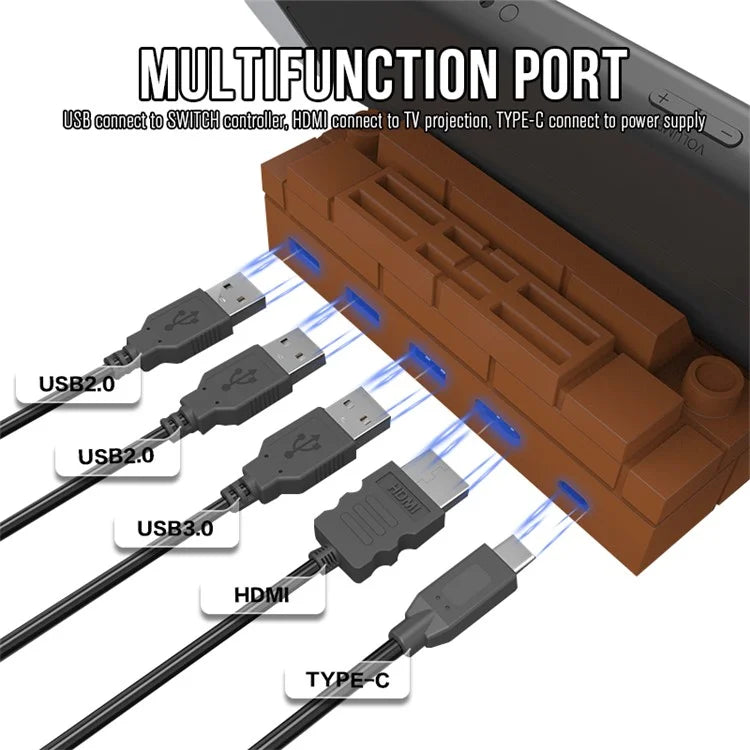 HS-SW480 For Nintendo Switch / Switch OLED TV Dock Charging Station with USB, HD Video, Type-C Outputs