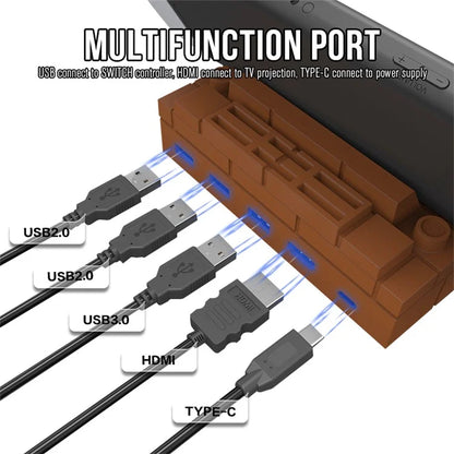 HS-SW480 For Nintendo Switch / Switch OLED TV Dock Charging Station with USB, HD Video, Type-C Outputs