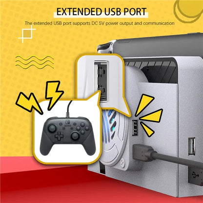 TOPWOLF For Nintendo Switch OLED Dock Cooling Fan Game Console Back Cover Cooler