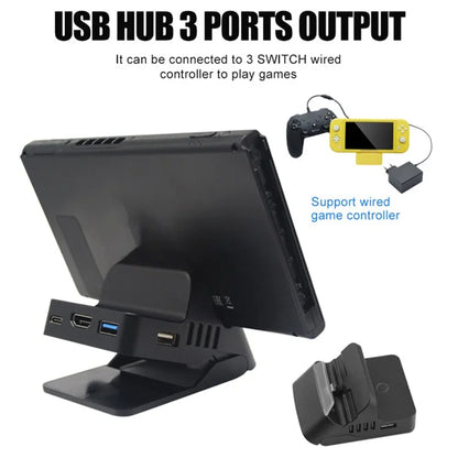 TOPWOLF HS-SW234 For Nintendo Switch / Switch Lite Projection Base USB Hub Charging Dock (1st Gen)