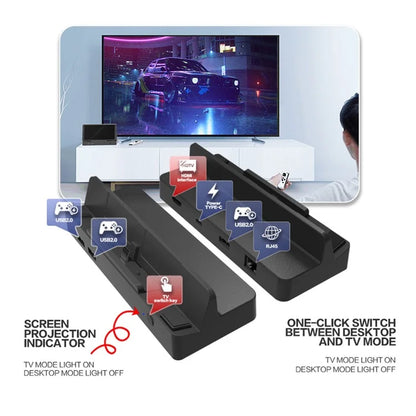 TOPWOLF HS-SW335 For Nintendo Switch / Switch OLED HD Video Screen Projection Base with RJ45 Ethernet Port