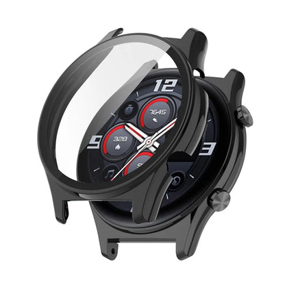 For Honor Watch GS 4 Smartwatch Frame Cover Hard PC Case with Tempered Glass Screen Film