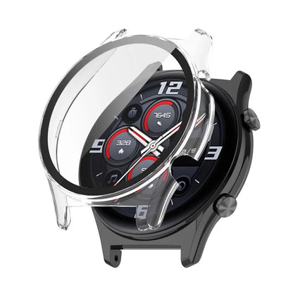 For Honor Watch GS 4 Smartwatch Frame Cover Hard PC Case with Tempered Glass Screen Film