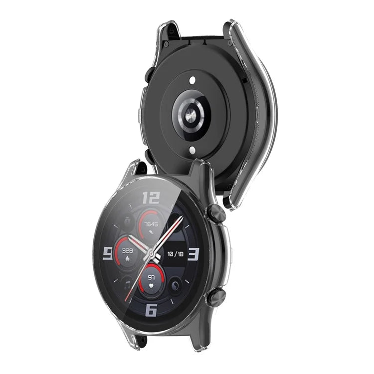 For Honor Watch GS 4 Smartwatch Frame Cover Hard PC Case with Tempered Glass Screen Film