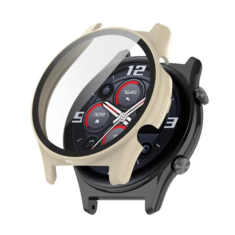 For Honor Watch GS 4 Smartwatch Frame Cover Hard PC Case with Tempered Glass Screen Film