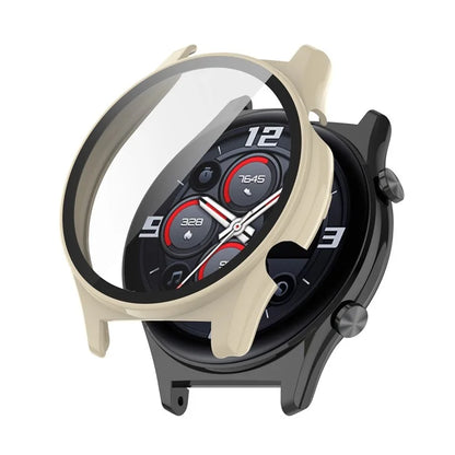 For Honor Watch GS 4 Smartwatch Frame Cover Hard PC Case with Tempered Glass Screen Film