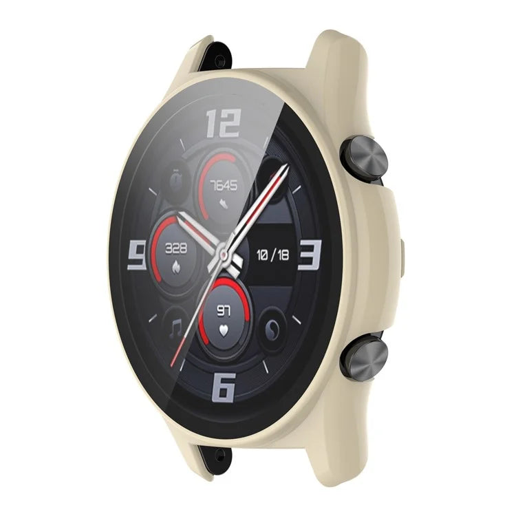 For Honor Watch GS 4 Smartwatch Frame Cover Hard PC Case with Tempered Glass Screen Film