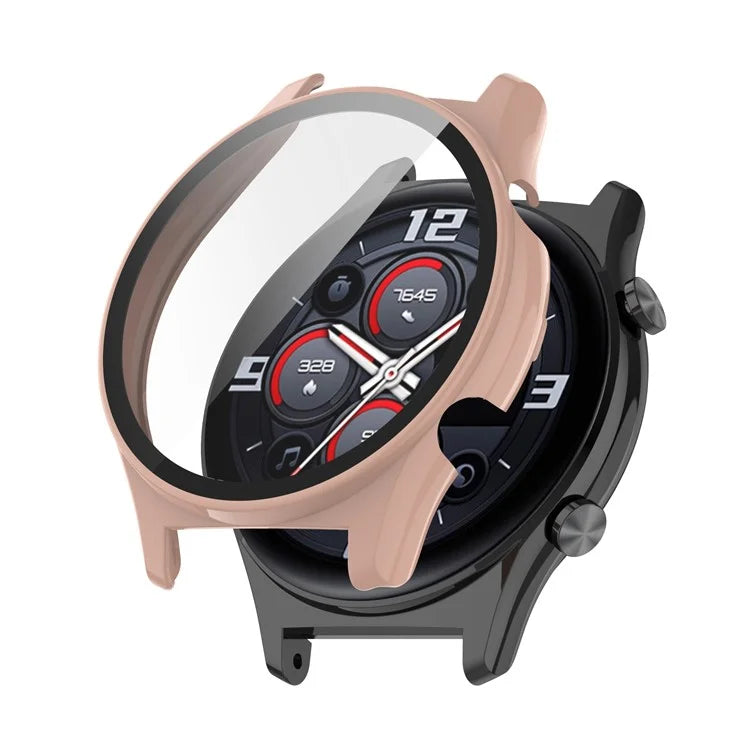 For Honor Watch GS 4 Smartwatch Frame Cover Hard PC Case with Tempered Glass Screen Film