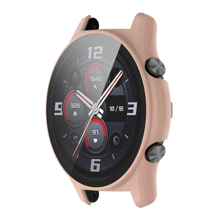 For Honor Watch GS 4 Smartwatch Frame Cover Hard PC Case with Tempered Glass Screen Film