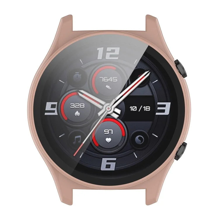 For Honor Watch GS 4 Smartwatch Frame Cover Hard PC Case with Tempered Glass Screen Film