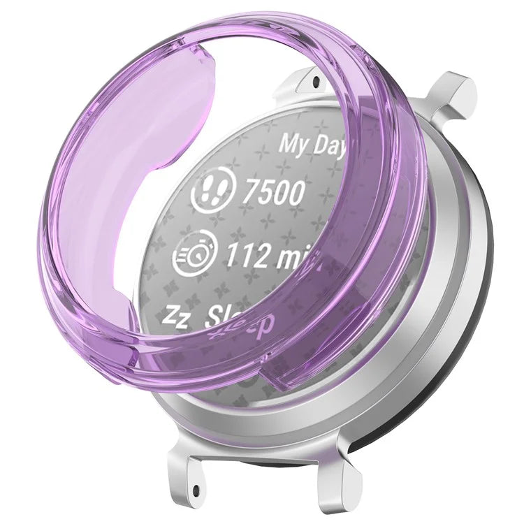 For Garmin Lily 2 Hollow-Out Shockproof TPU Watch Frame Case Smartwatch Protector Purple