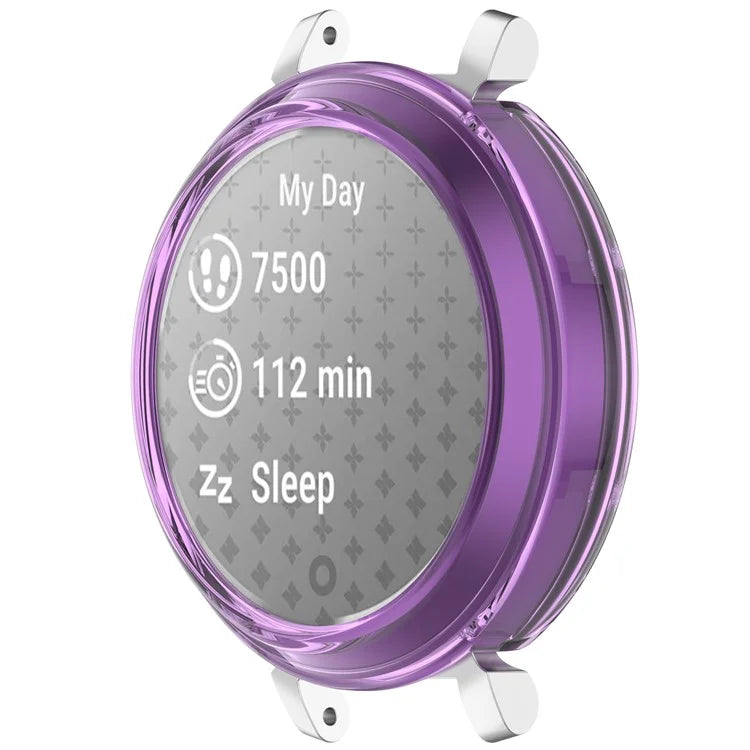 For Garmin Lily 2 Hollow-Out Shockproof TPU Watch Frame Case Smartwatch Protector Purple