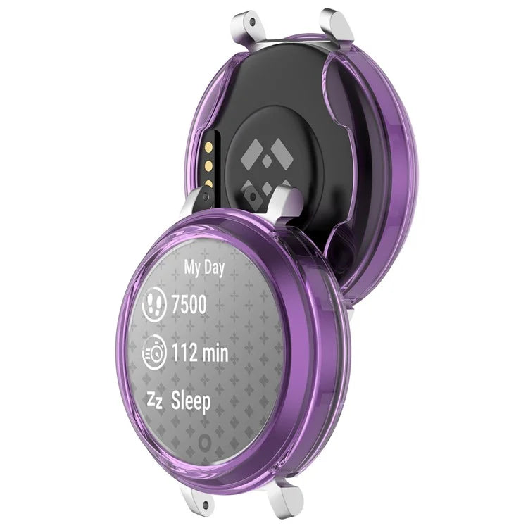 For Garmin Lily 2 Hollow-Out Shockproof TPU Watch Frame Case Smartwatch Protector Purple