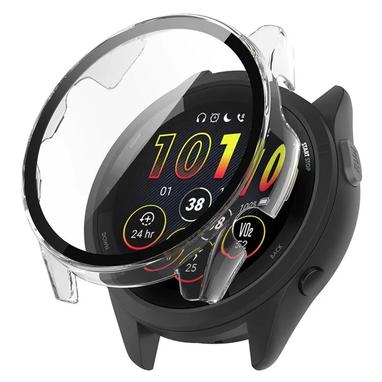 For Garmin Forerunner 165 / Forerunner 165 Music Hard PC Cover Watch Case with Tempered Glass Screen Film