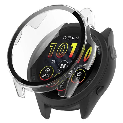 For Garmin Forerunner 165 / Forerunner 165 Music Hard PC Cover Watch Case with Tempered Glass Screen Film