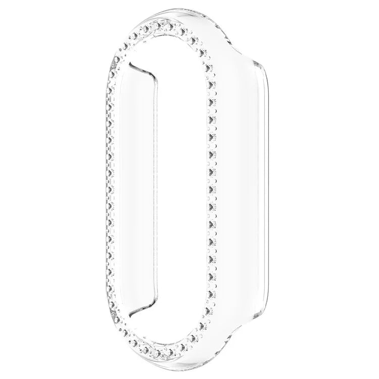 For Xiaomi Smart Band 8 Rhinestones Decor Protective Frame PC Hollow Anti-drop Watch Case