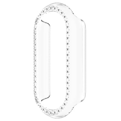 For Xiaomi Smart Band 8 Rhinestones Decor Protective Frame PC Hollow Anti-drop Watch Case