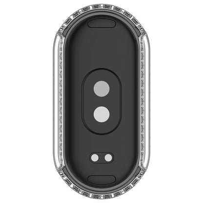 For Xiaomi Smart Band 8 Rhinestones Decor Protective Frame PC Hollow Anti-drop Watch Case