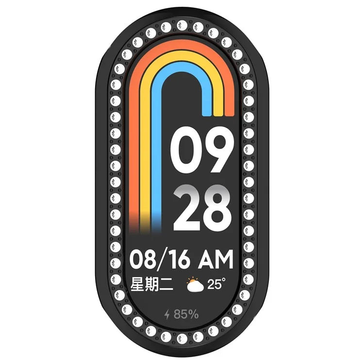For Xiaomi Smart Band 8 Rhinestones Decor Watch Frame PC Hollow Protective Case