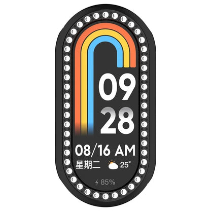 For Xiaomi Smart Band 8 Rhinestones Decor Watch Frame PC Hollow Protective Case