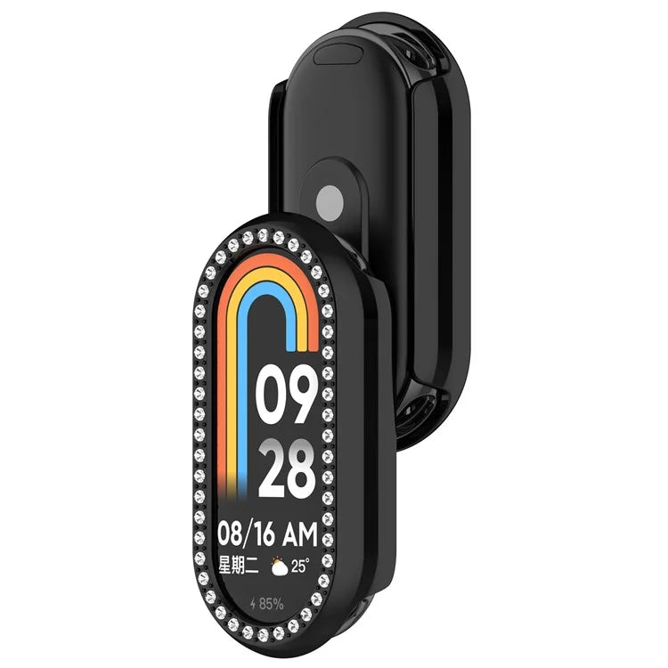 For Xiaomi Smart Band 8 Rhinestones Decor Watch Frame PC Hollow Protective Case