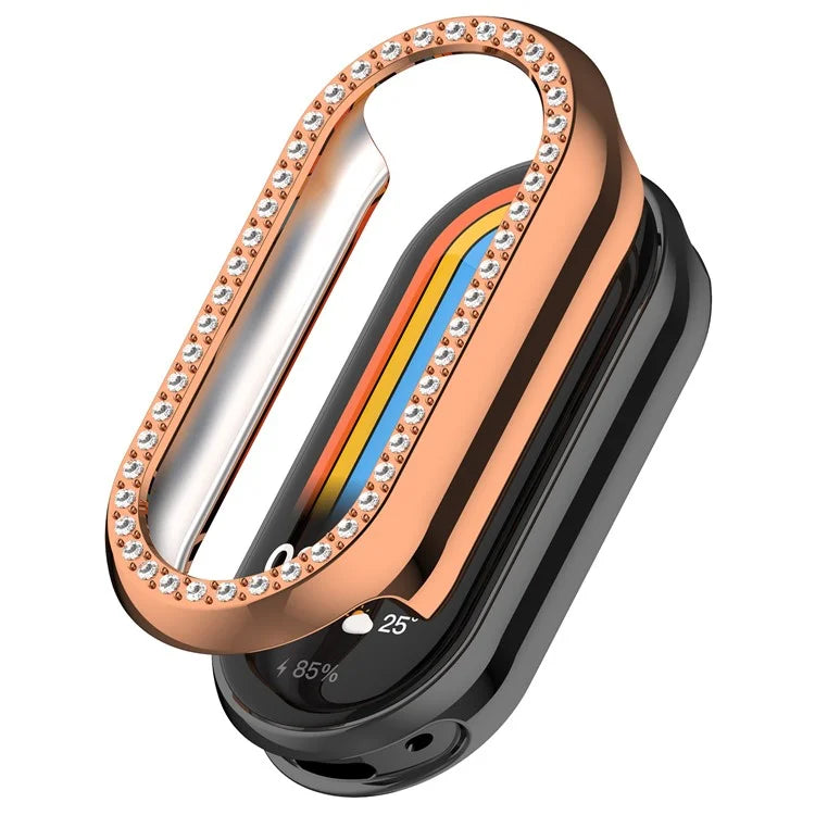 For Xiaomi Smart Band 8 Rhinestones Decor Watch Frame PC Hollow Protective Case