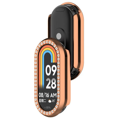 For Xiaomi Smart Band 8 Rhinestones Decor Watch Frame PC Hollow Protective Case