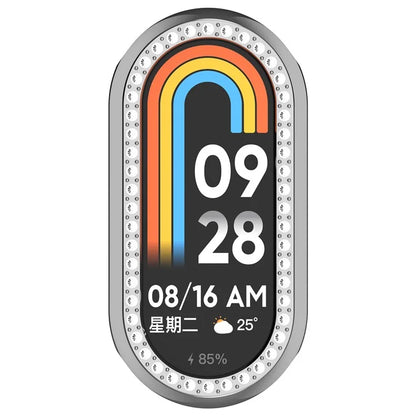 For Xiaomi Smart Band 8 Rhinestones Decor Watch Frame PC Hollow Protective Case