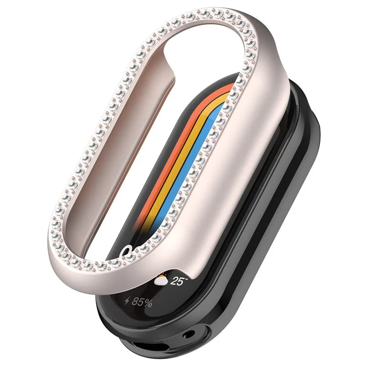 For Xiaomi Smart Band 8 Rhinestones Decor Watch Frame PC Hollow Protective Case