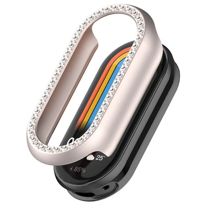 For Xiaomi Smart Band 8 Rhinestones Decor Watch Frame PC Hollow Protective Case