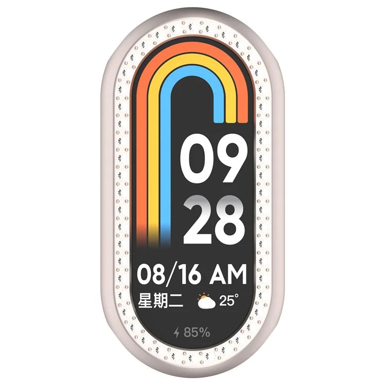 For Xiaomi Smart Band 8 Rhinestones Decor Watch Frame PC Hollow Protective Case