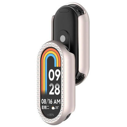 For Xiaomi Smart Band 8 Rhinestones Decor Watch Frame PC Hollow Protective Case