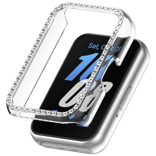 For Samsung Galaxy Fit3 R390 Anti-Collision Watch Case Rhinestone Decor PC Hollow Clear Protective Frame