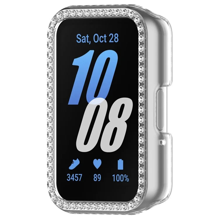 For Samsung Galaxy Fit3 R390 Anti-Collision Watch Case Rhinestone Decor PC Hollow Clear Protective Frame
