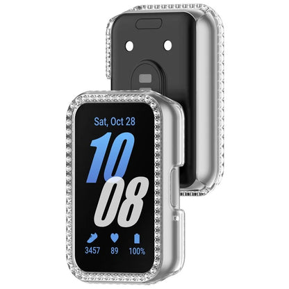For Samsung Galaxy Fit3 R390 Anti-Collision Watch Case Rhinestone Decor PC Hollow Clear Protective Frame