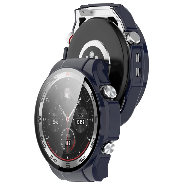 For Haylou Watch R8 Watch Case PC Protective Cover with Tempered Glass Screen Film