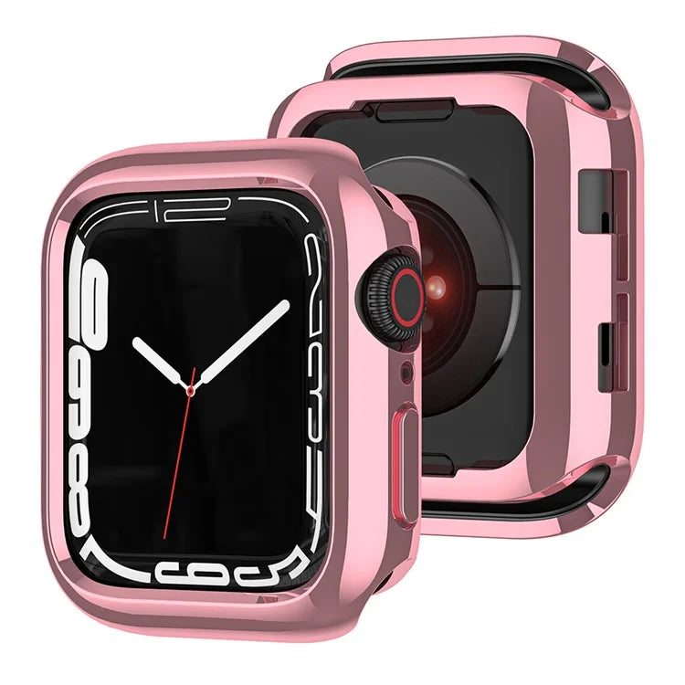 For Apple Watch Series 9 8 7 45mm / 6 5 4 SE (2023) SE (2022) SE 44mm / 3 2 1 42mm TPU Watch Cover Electroplated Hollow Frame