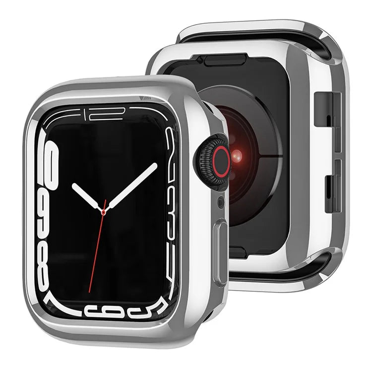 For Apple Watch Series 9 8 7 45mm / 6 5 4 SE (2023) SE (2022) SE 44mm / 3 2 1 42mm TPU Watch Cover Electroplated Hollow Frame